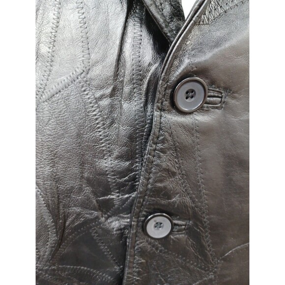 Vtg Haband Executive Collection Mens Leather Jacket Black Patch Work Sz L - Picture 4 of 11